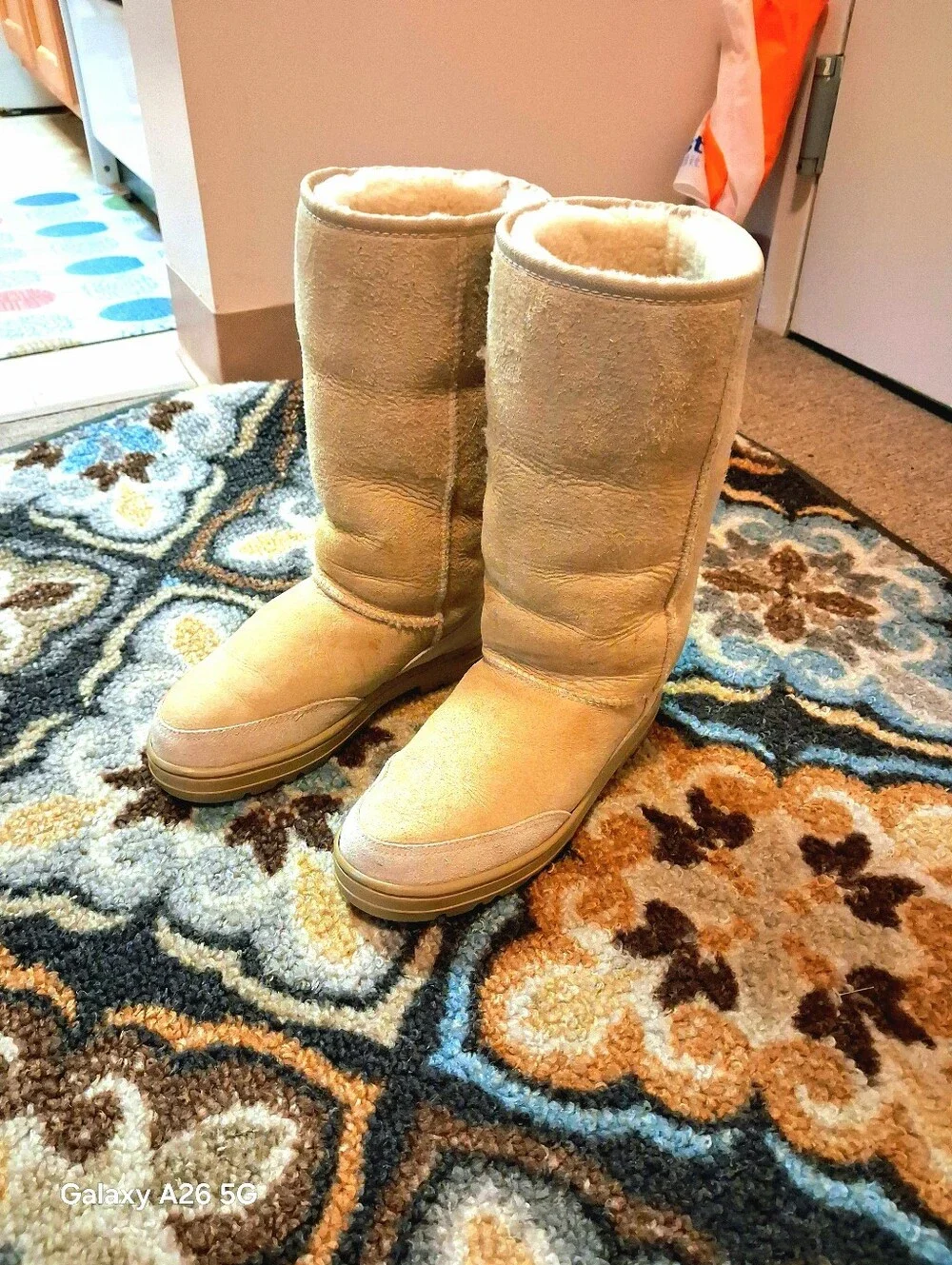 UGG AUSTRALIA Women's Tall Shearling-Lined Winter Boots - Sand Color Size 7